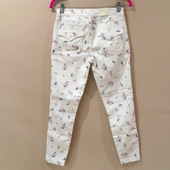 Joie Jeans Women's 27 Park Skinny Denim White Floral Stretch Zip Hems Pocket New - Picture 3 of 8